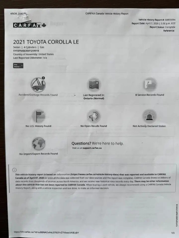 Toyota Corolla photo Toyota Corolla